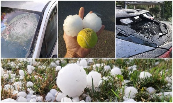 FOTO&VIDEO// DEZASTRU în Italia: Grindina cât mingea de tenis a făcut ravagii în regiunea Pordenone